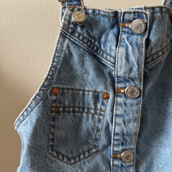 ZARA Girls Denim Overall Dress Light Wash Size 8 Pinafore Jumper Classic Button - Picture 7 of 15